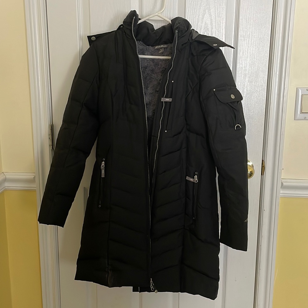 Eddie Bauer Parka in Black with Faux Fur Hood